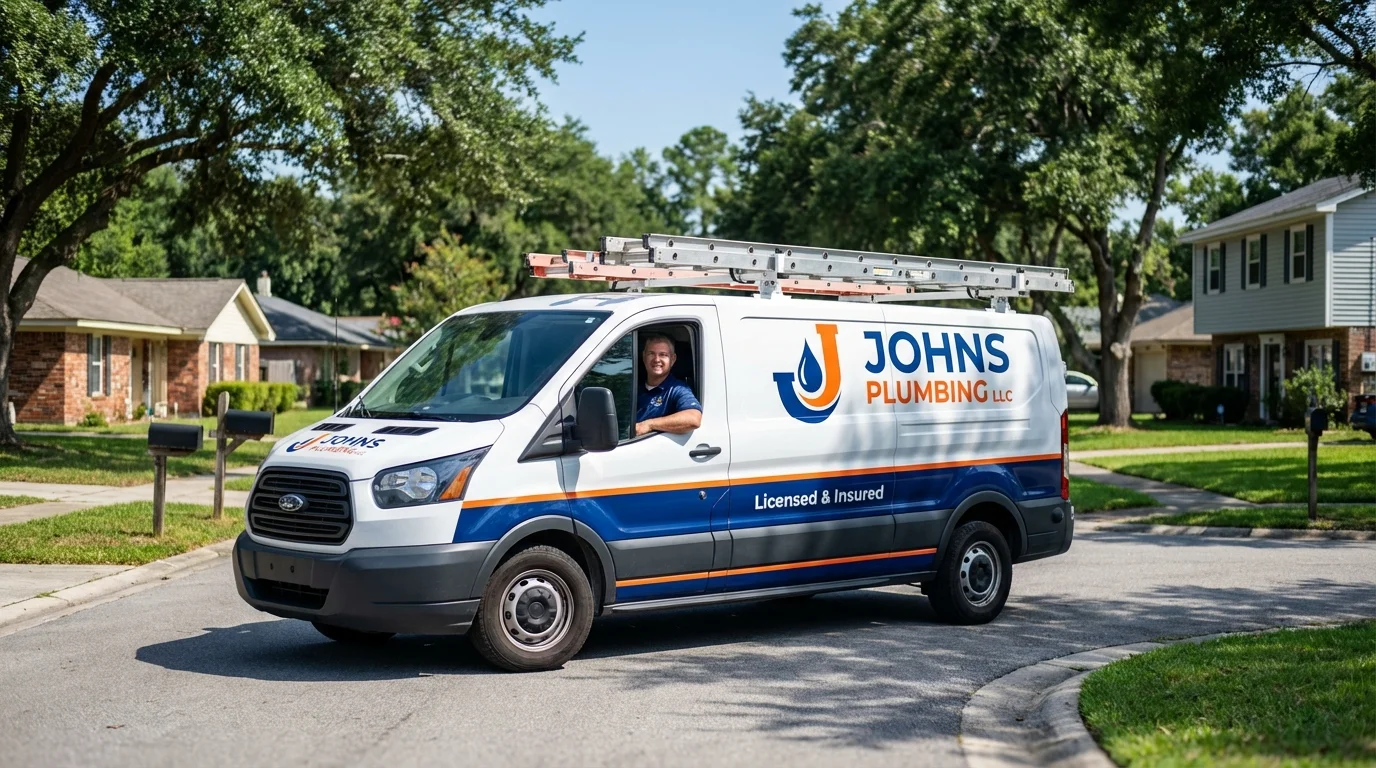 Johns Plumbing LLC service van in Southport, NC